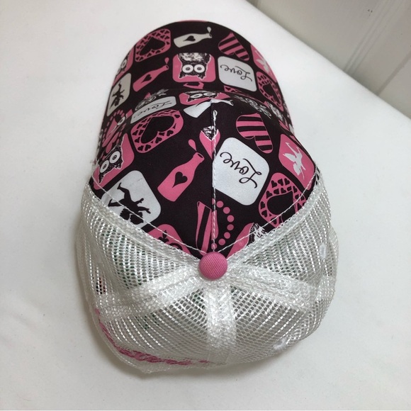 Hooters Rare Mesh Trucker Pink Brown Aol Heart Cupid Snap Back Adjustable Hat - Picture 6 of 13